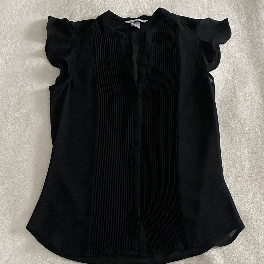 H&M Black Pleated Blouse